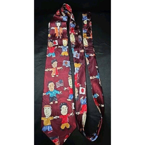 Steven Harris Children Around The World Men’s Tie Hand Made Necktie EUC - Picture 1 of 4